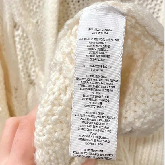 Joie Omeed Porcelaine Wool Alpaca Blend Chunky Cable Knit Oversized Cardigan XS - Picture 10 of 10